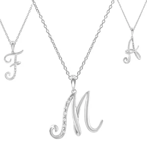 Sterling Silver Diamond Initial Necklace