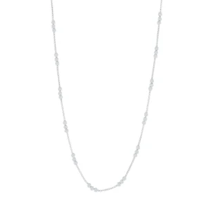 3mm Ball Station Box Chain Necklace in Sterling Silver 45cm