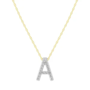 Diamond Initial Slider Necklace in 9kt Yellow Gold
