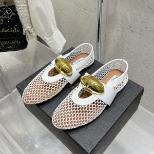 ballet flat jewel fishnet white lambskin