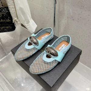 ballet flat jewel fishnet sky blue lambskin