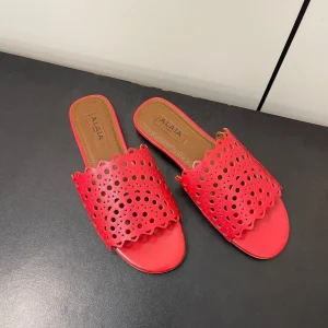alaia mule red vienne lambskin