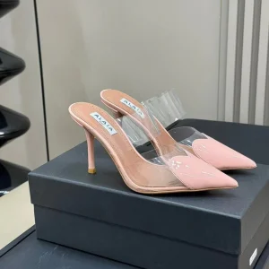 alaia mule 90 optic pink heart lambskin