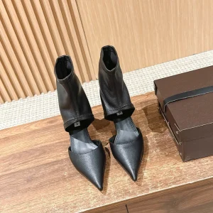 ALAIA ankle boots black leather 386022