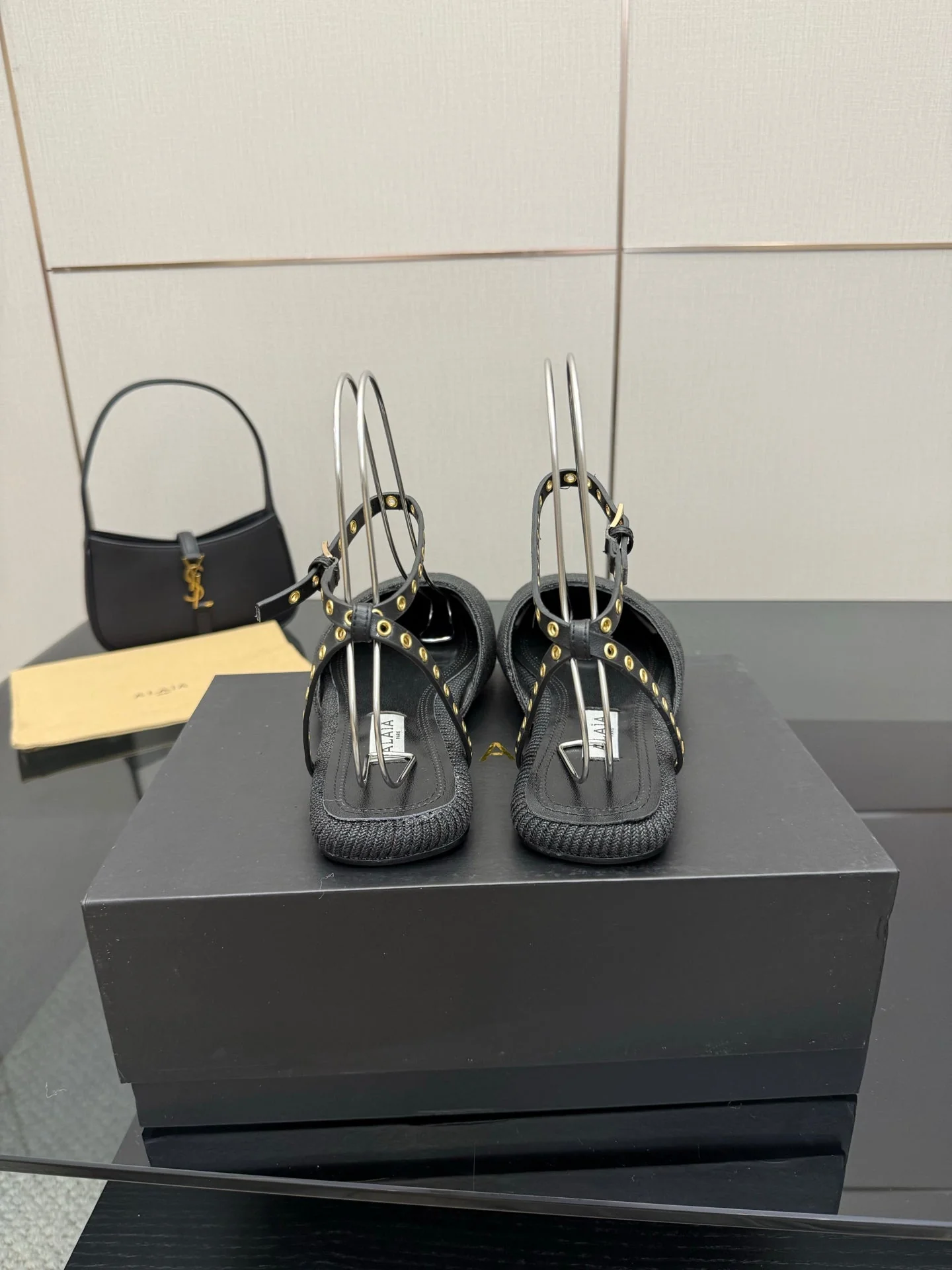 ALAIA flat slippers black sheepskin 389628 - Image 4