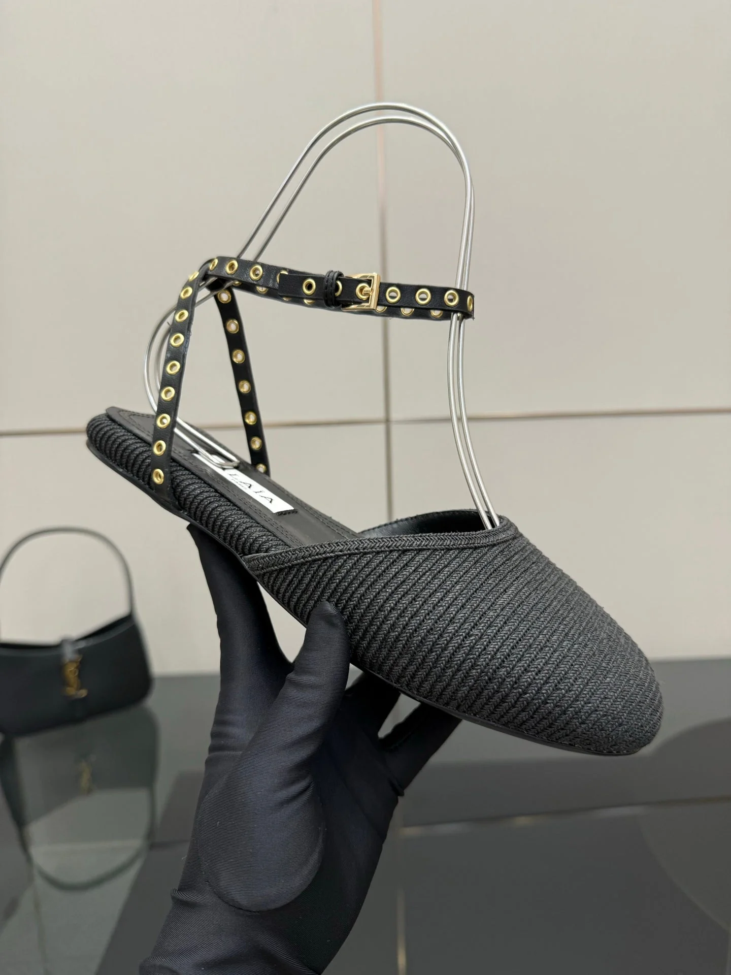 ALAIA flat slippers black sheepskin 389628 - Image 2