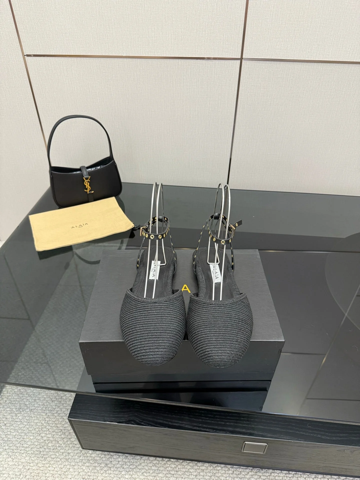 ALAIA flat slippers black sheepskin 389628 - Image 6