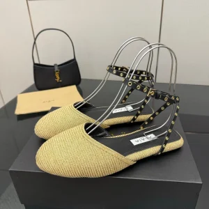 ALAIA flat slippers golden beige sheepskin 389629