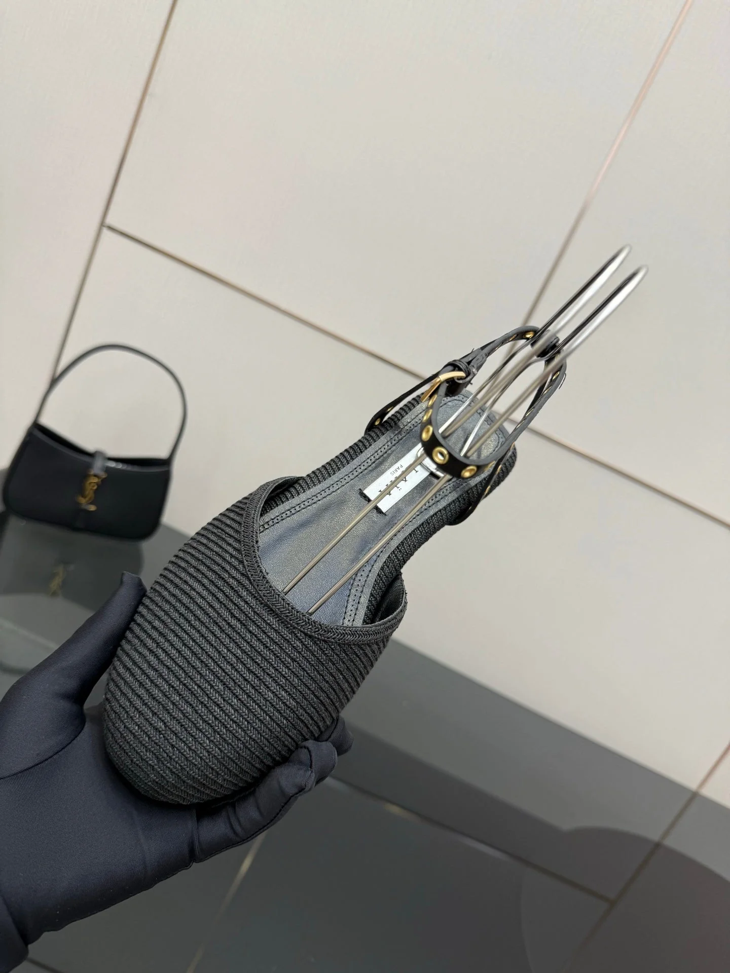 ALAIA flat slippers black sheepskin 389628 - Image 9