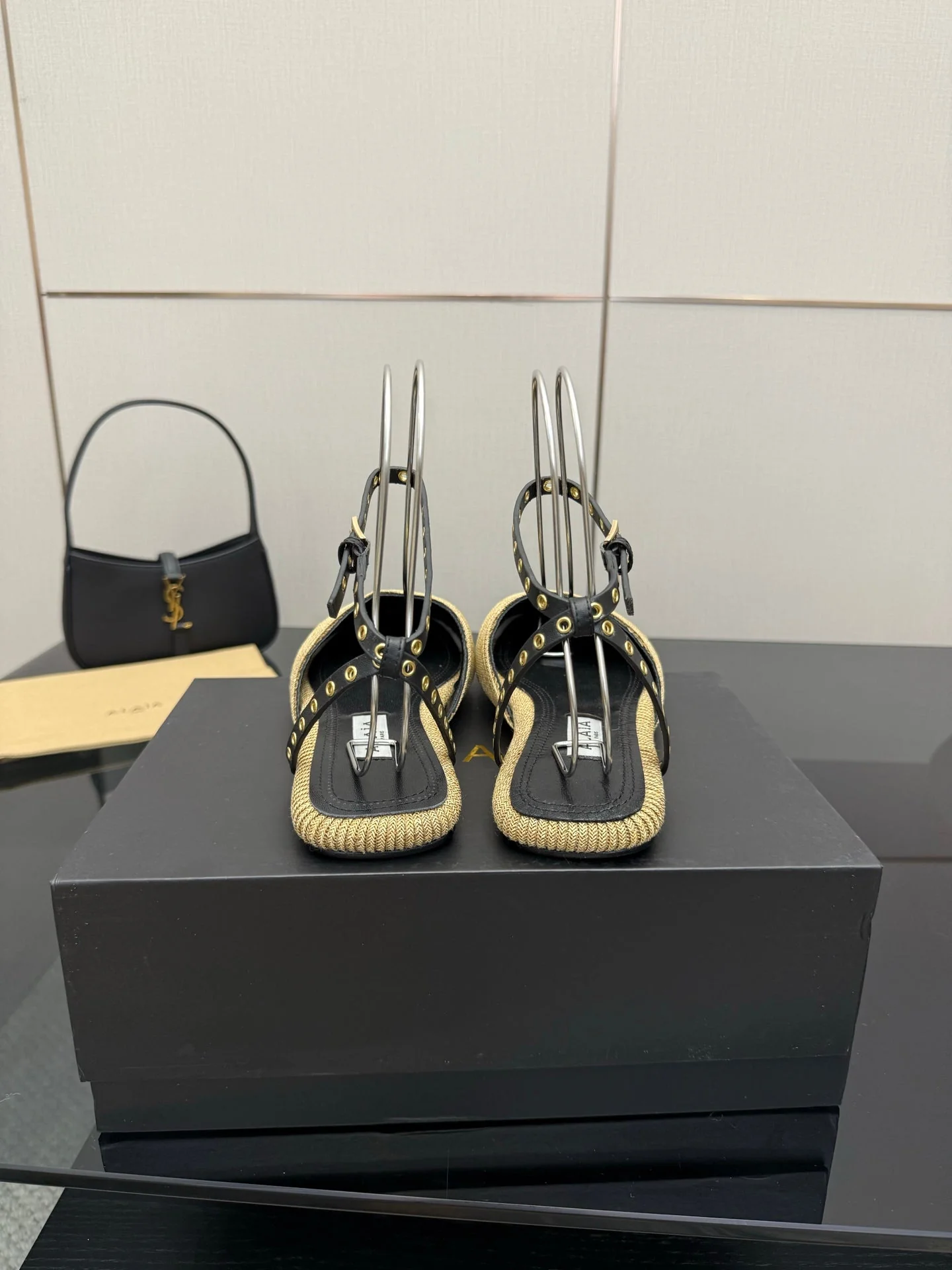 ALAIA flat slippers golden beige sheepskin 389629 - Image 5