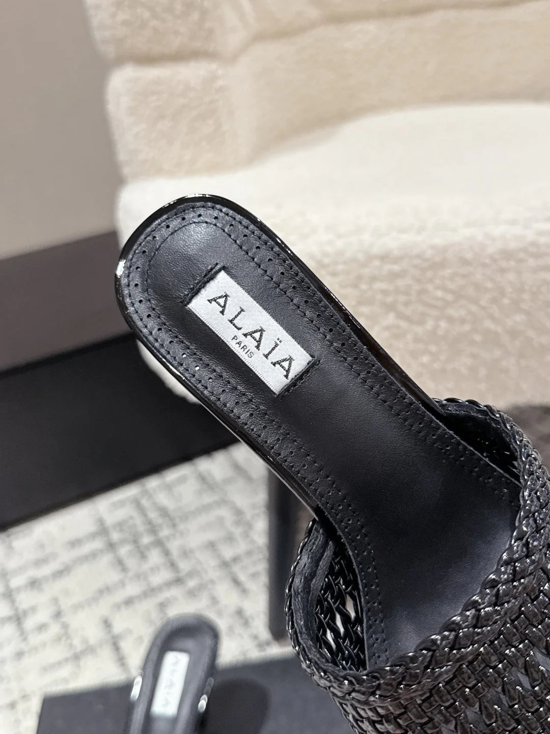 ALAIA  Muller high-heeled black woven leather - Image 6