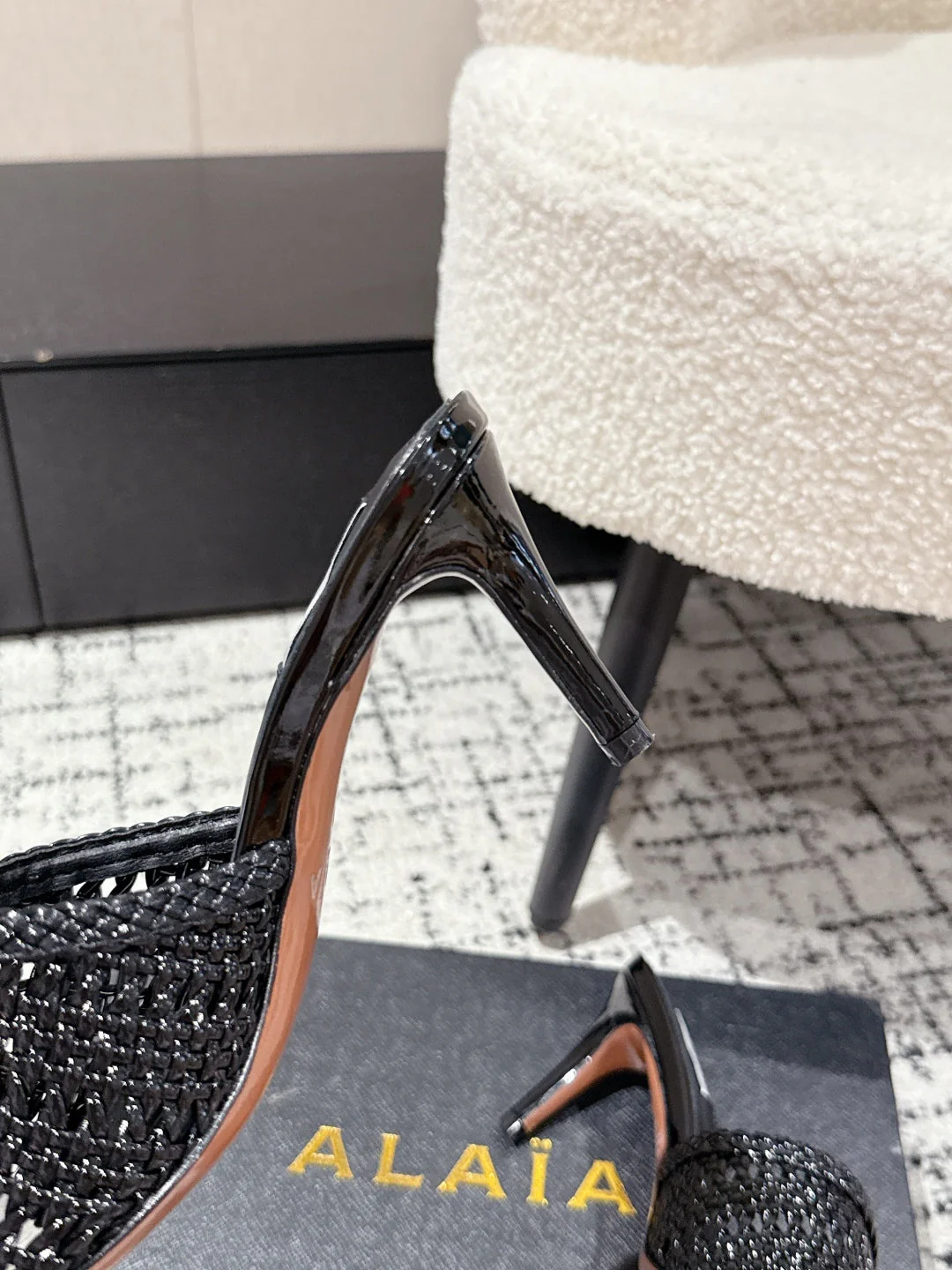 ALAIA  Muller high-heeled black woven leather - Image 9