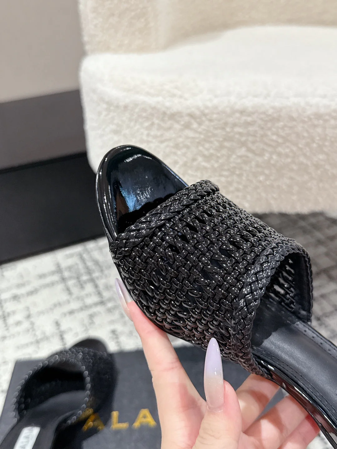 ALAIA  Muller high-heeled black woven leather - Image 3