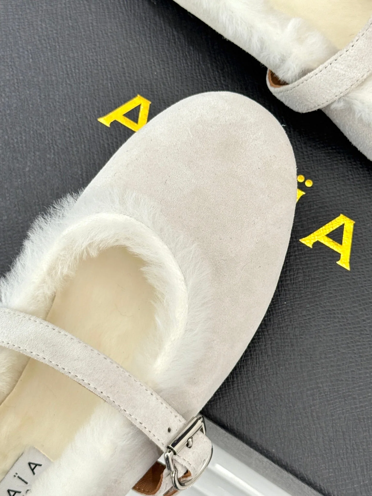 Alaia 25WF Mary Jane white suede wool 472221 - Image 8