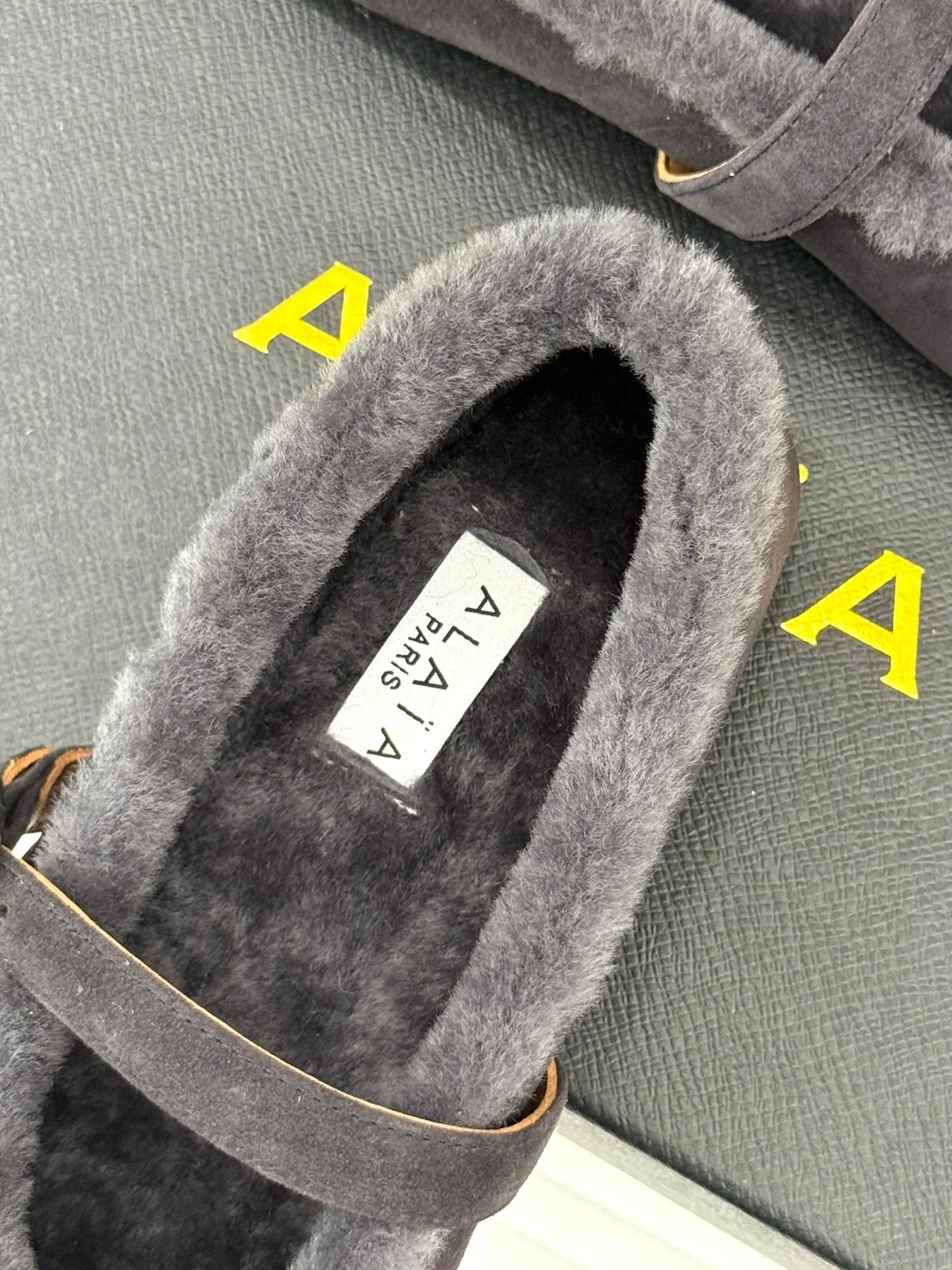 Alaia 25WF Mary Jane charcoal grey suede wool 472222 - Image 6