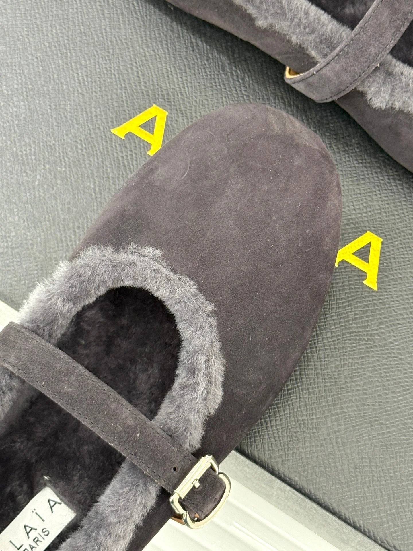 Alaia 25WF Mary Jane charcoal grey suede wool 472222 - Image 9