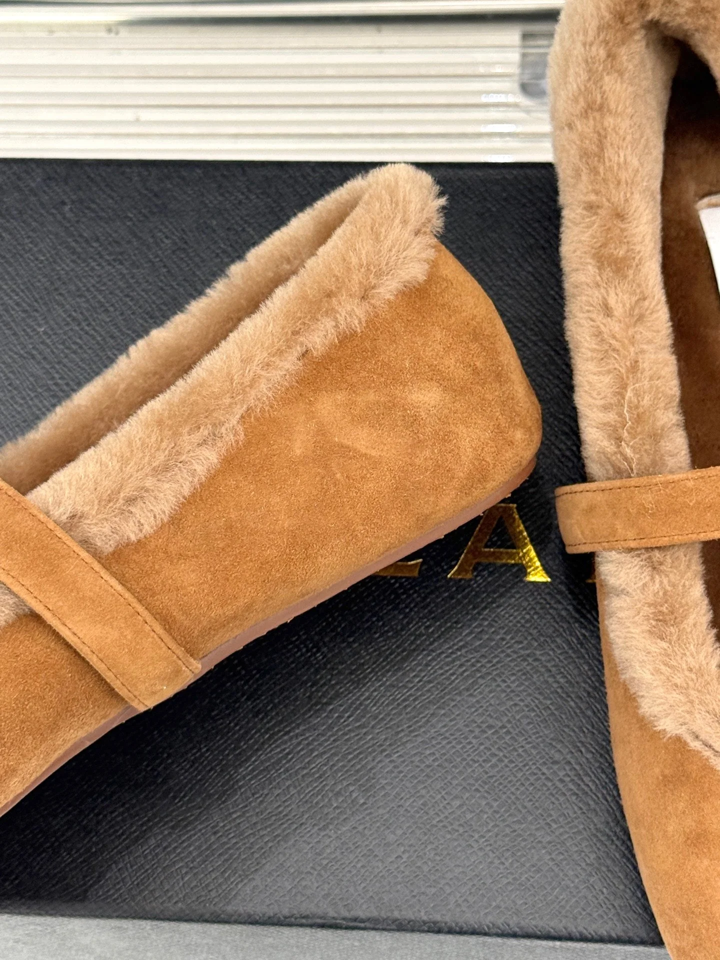 Alaia 25WF Mary Jane caramel brown suede wool 472223 - Image 4