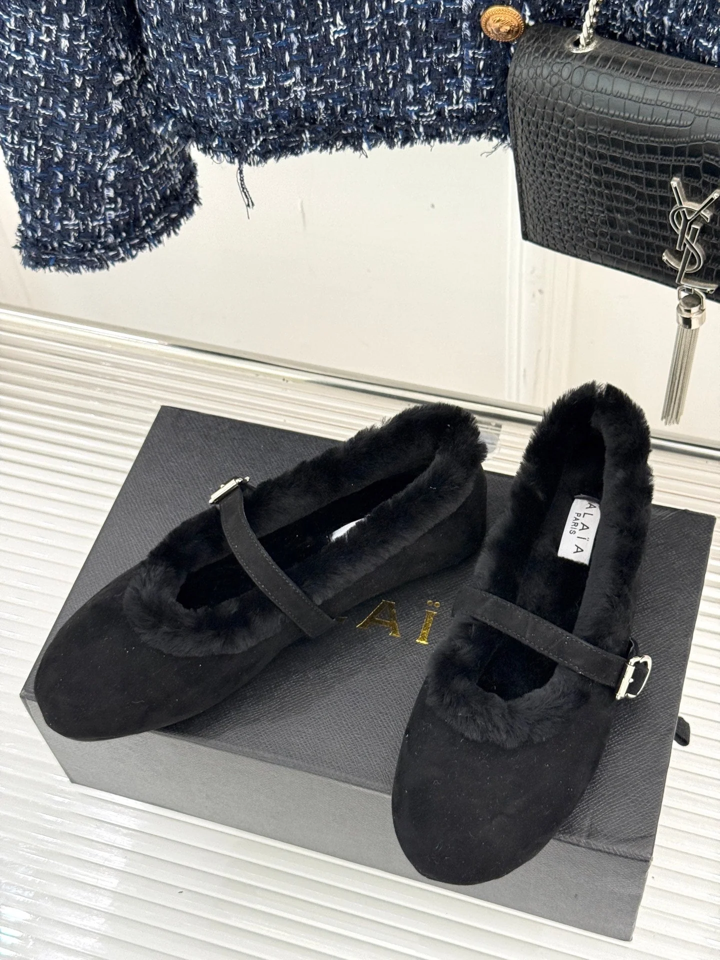 Alaia 25WF Mary Jane black suede wool 472225 - Image 3