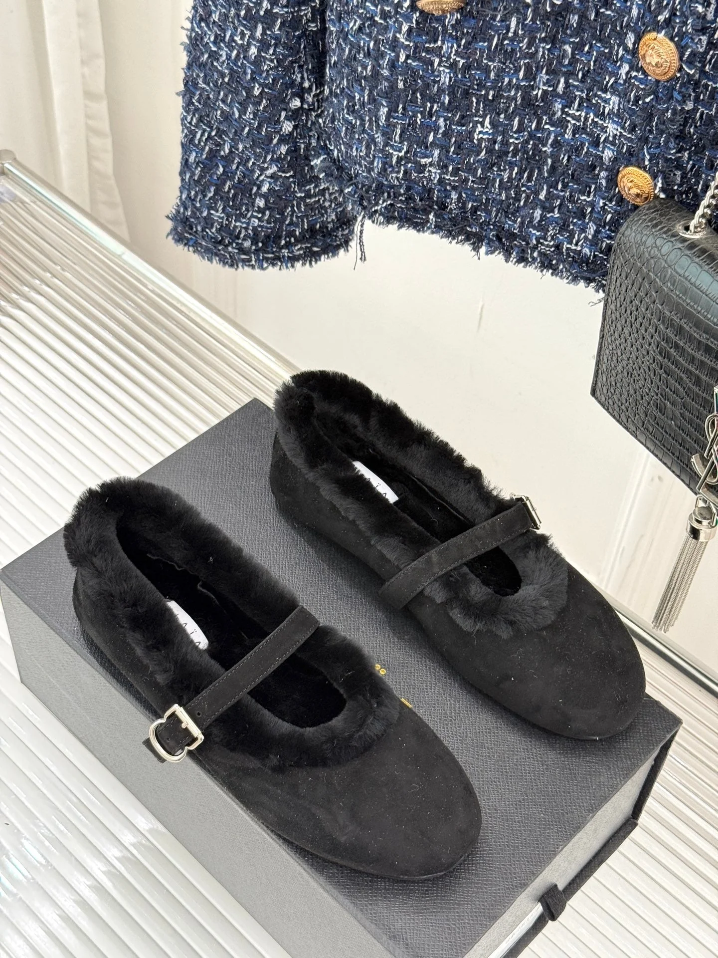 Alaia 25WF Mary Jane black suede wool 472225 - Image 2