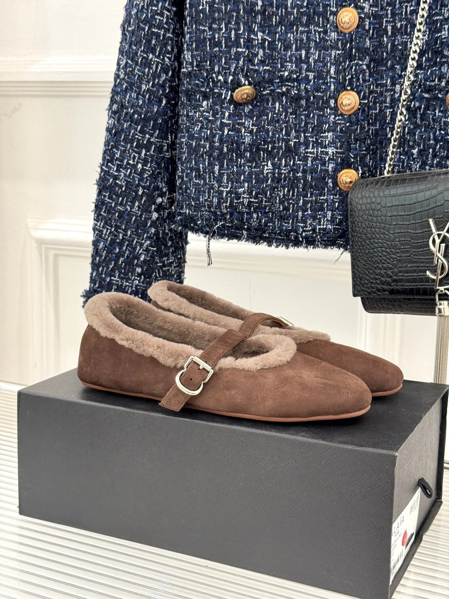 Alaia 25WF Mary Jane chocolate brown suede wool 472224 - Image 9