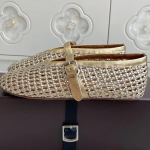 Alaia Women's Ballet Flat Gold Lambskin 291053