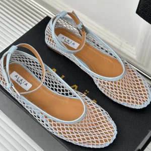 Alaia Mary Jane Ballet Flat Light Blue Lambskin 293231