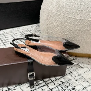 alaia slingbacks flat optic black heart lambskin