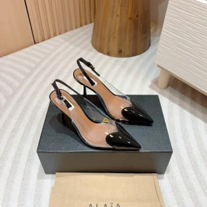 alaia slingbacks 95 optic black heart lambskin