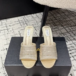 ALAIA  Muller high-heeled metallic gold woven leather