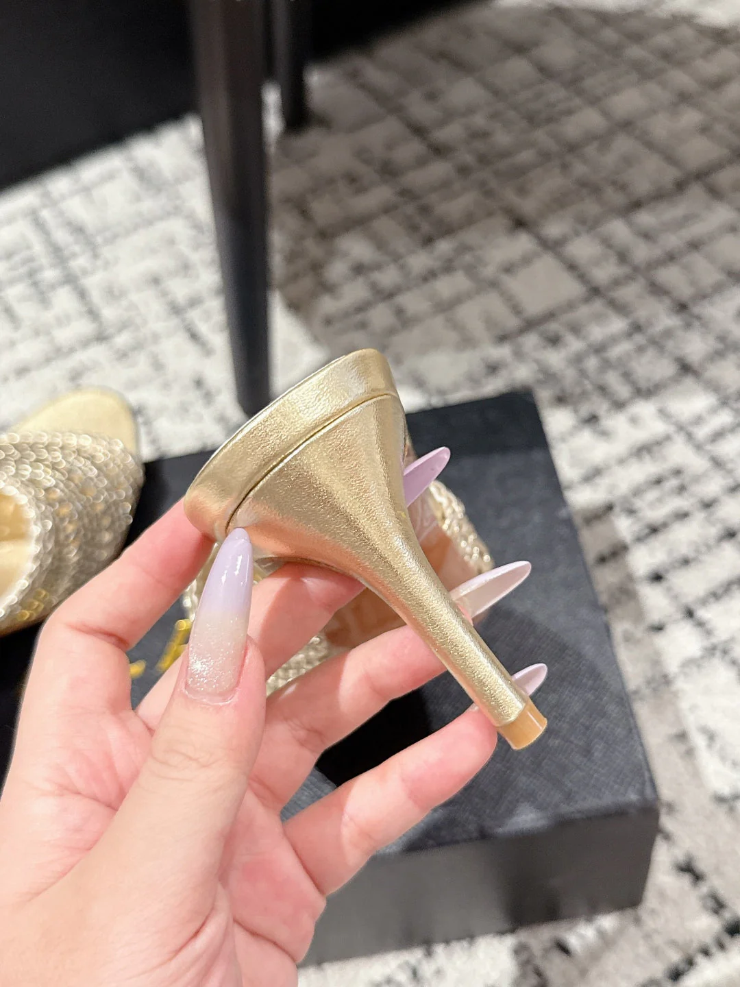 ALAIA  Muller high-heeled metallic gold woven leather - Image 7