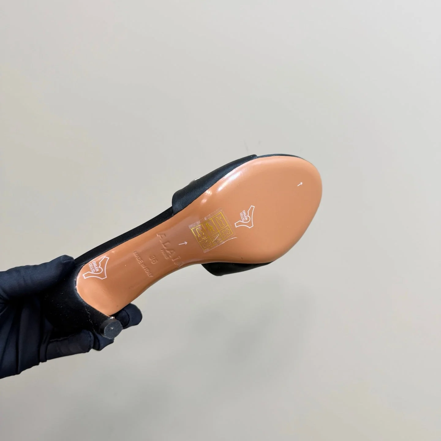 Alaia 2025 Oeillets Embellished Leather Sandals Black Lambskin 299669 - Image 6