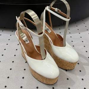 Alaila Wedge Sandals 115mm In White Glossy Lambskin 954889