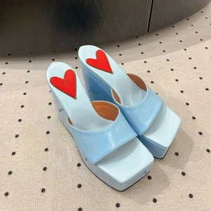 Alaila High Sandal 115mm In Could Blue Glossy Lambskin 954868