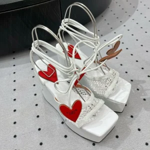 Alaila High Sandal 115mm In White Mesh Fabric 954862