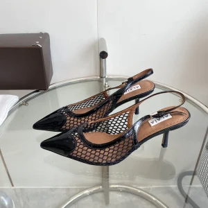 alaia slingbacks 60 fishnet black heart lambskin