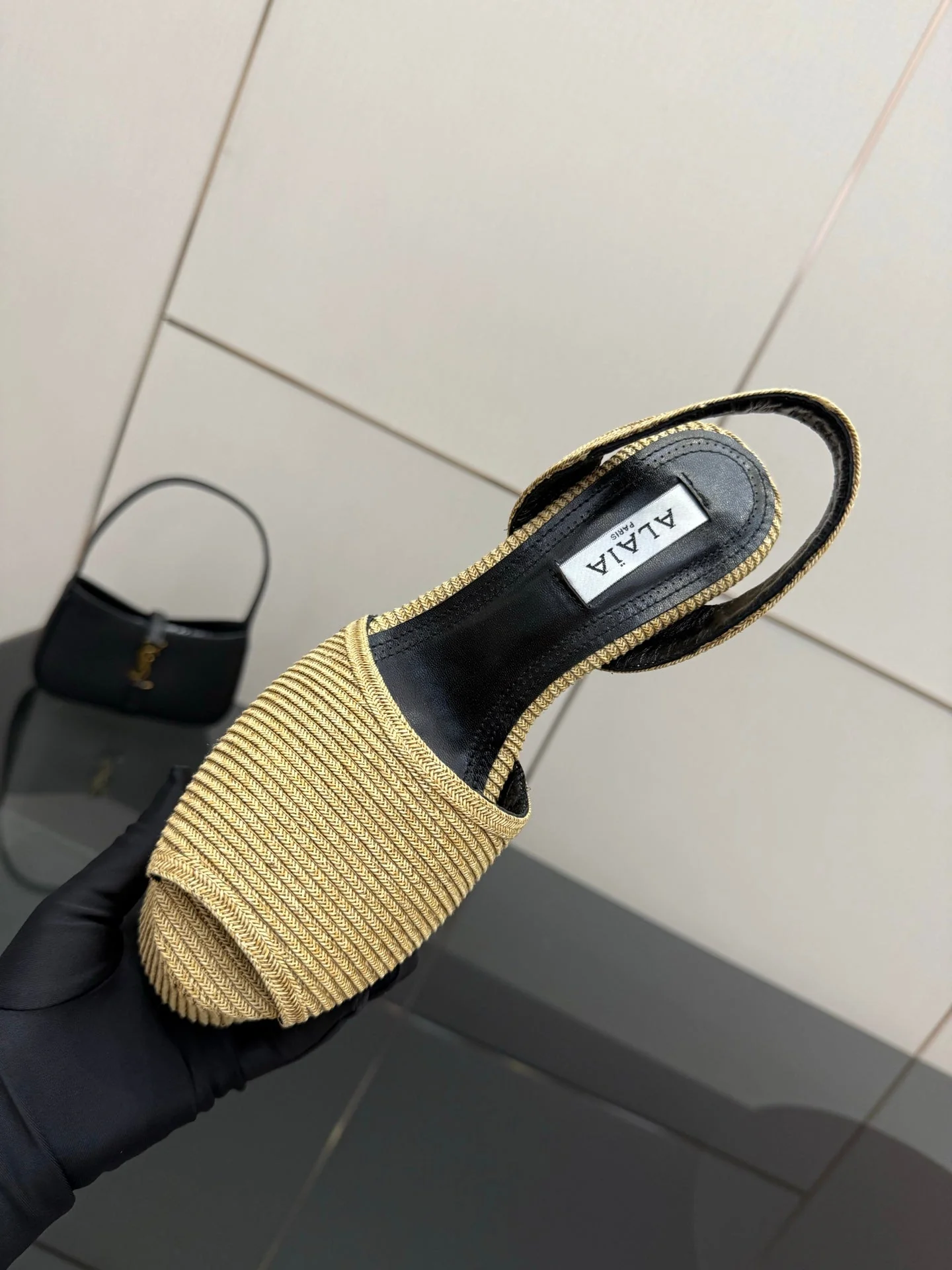 ALAIA platform sandal golden beige sheepskin 389630 - Image 2