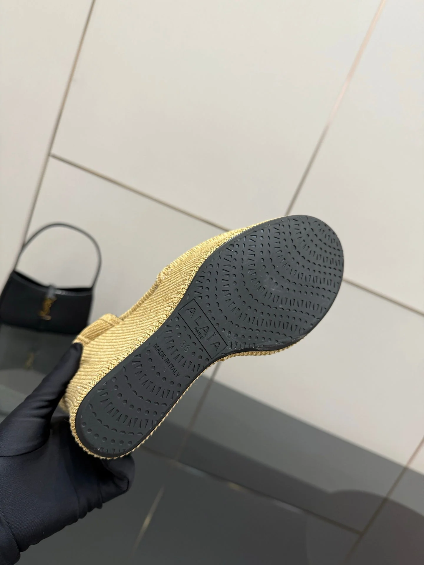 ALAIA platform sandal golden beige sheepskin 389630 - Image 7