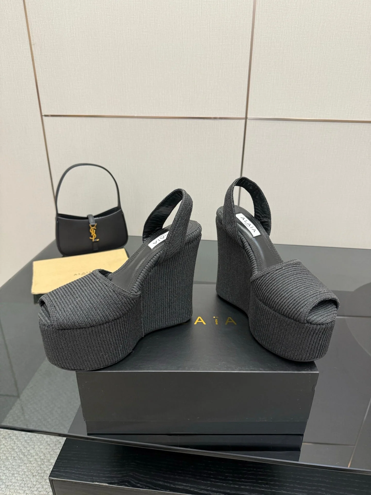 ALAIA platform sandal black sheepskin 389631 - Image 2