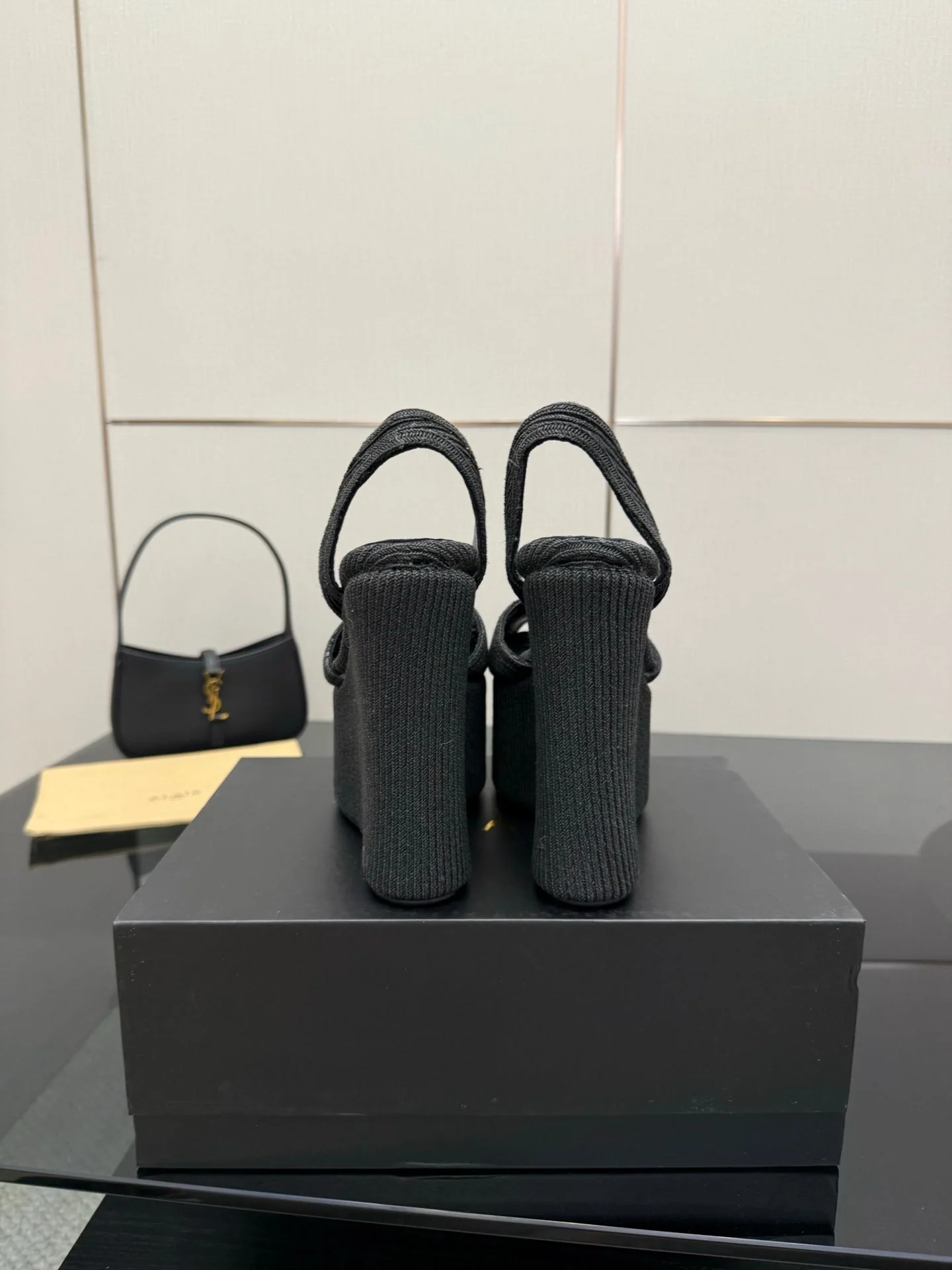 ALAIA platform sandal black sheepskin 389631 - Image 6