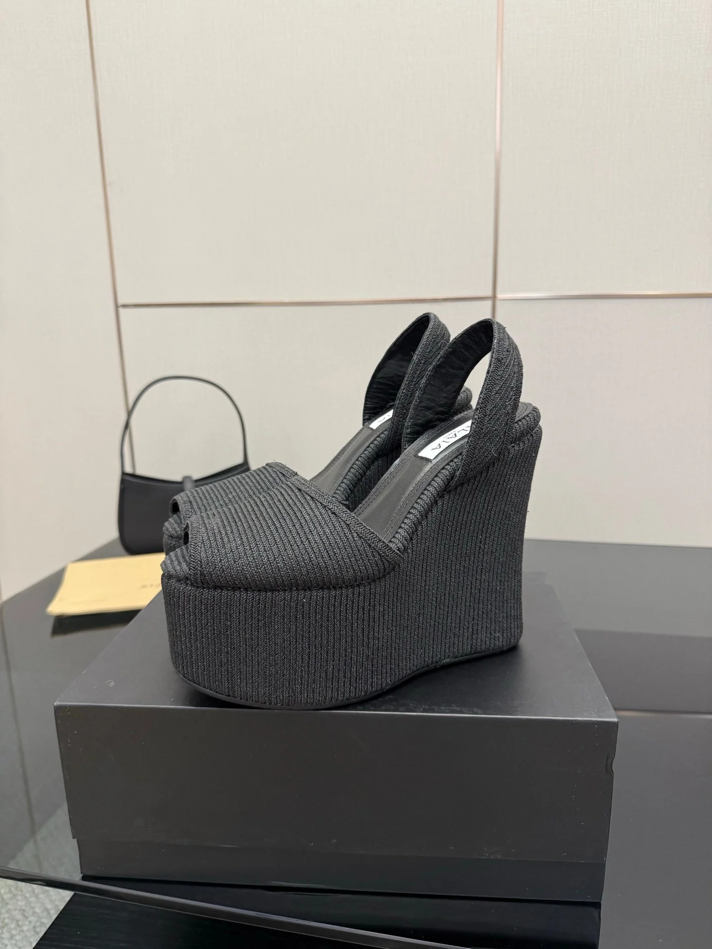 ALAIA platform sandal black sheepskin 389631 - Image 5