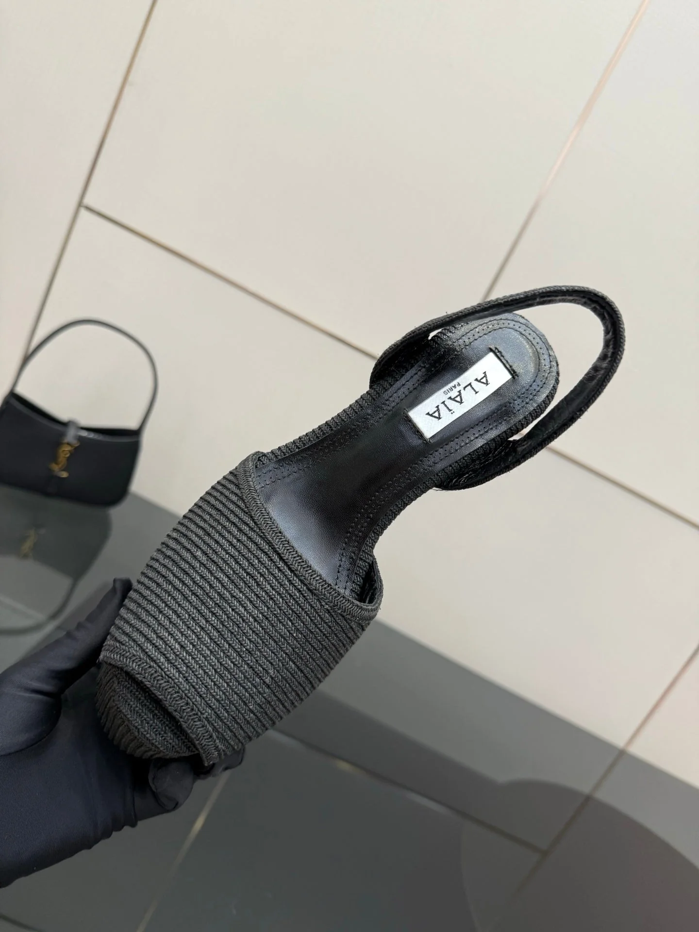 ALAIA platform sandal black sheepskin 389631 - Image 7