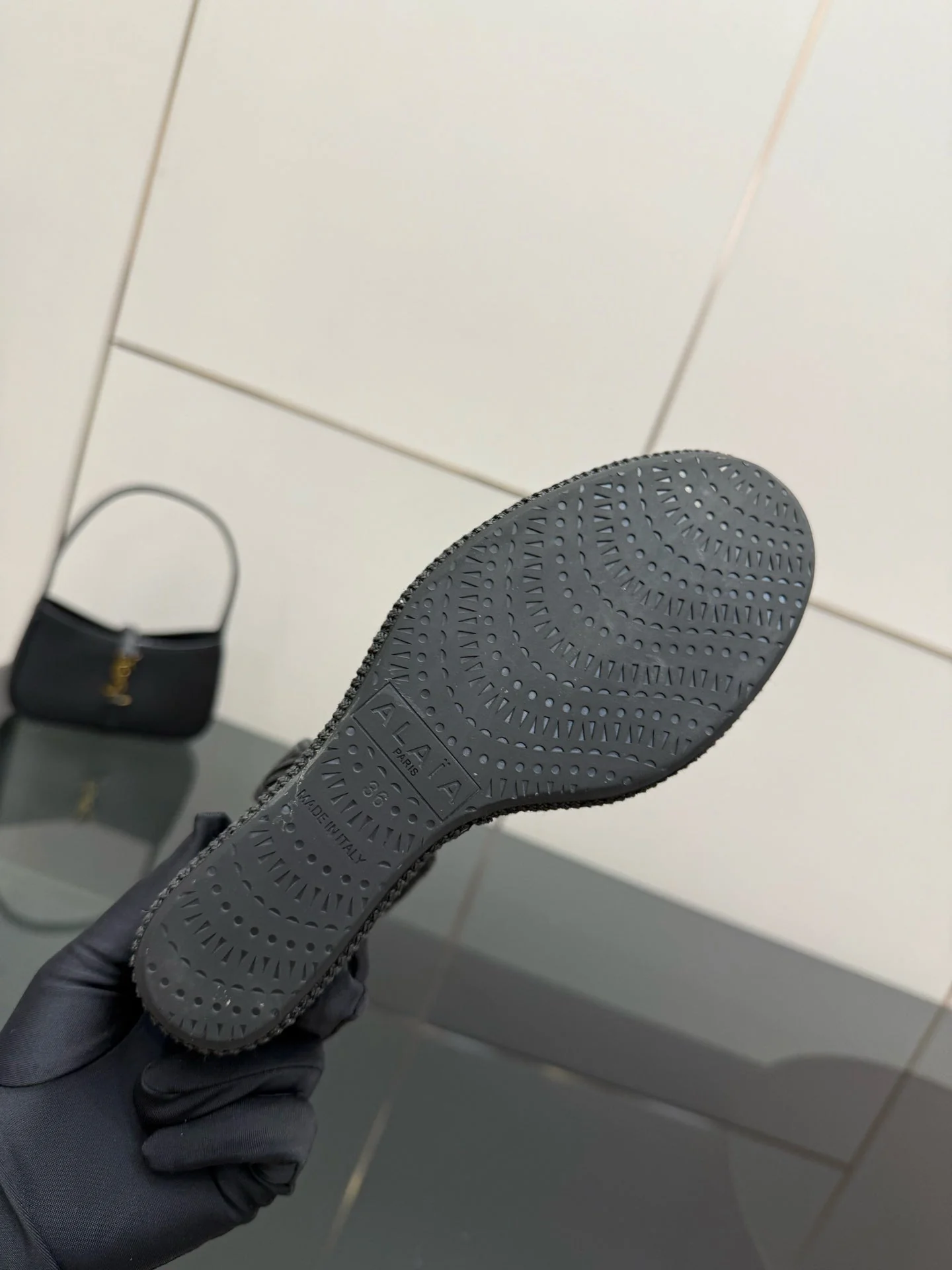 ALAIA platform sandal black sheepskin 389631 - Image 10