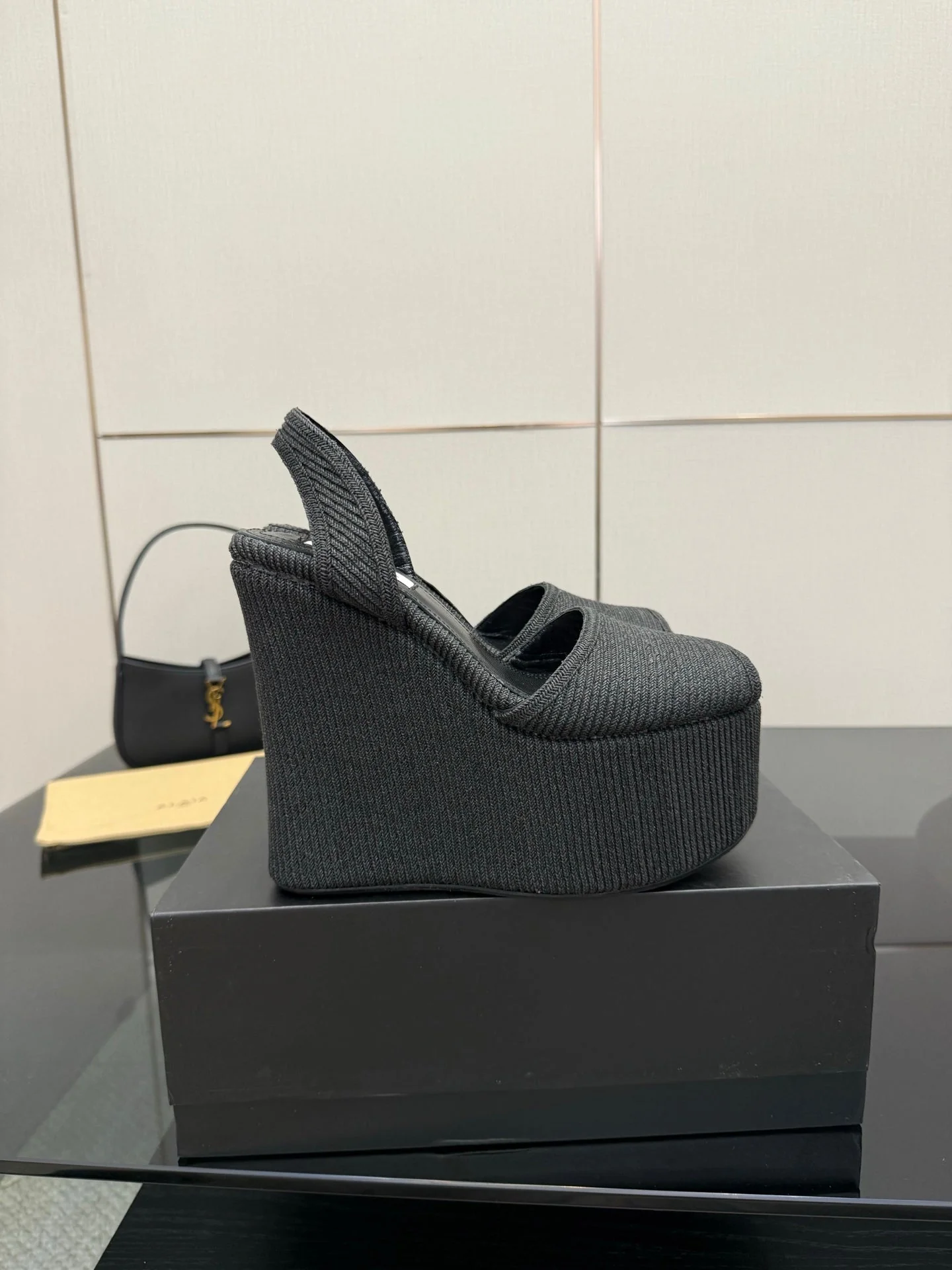 ALAIA platform sandal black sheepskin 389631 - Image 9