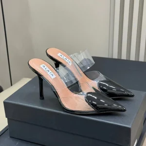 alaia mule 90 optic black heart lambskin