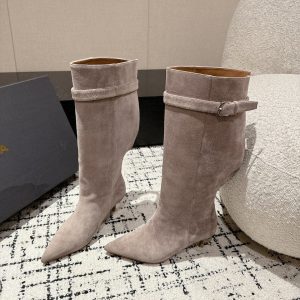 Alaila High Boots 60mm In Light Grey Suede 916739