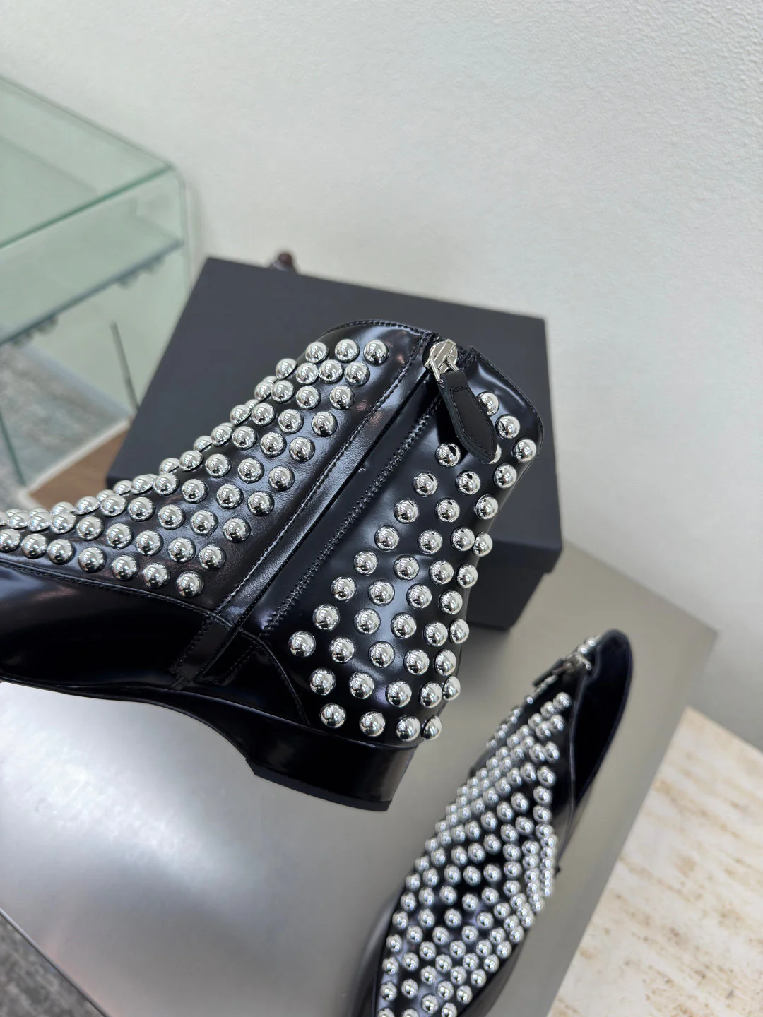 ALAIA Rivet ankle boots black cowhide leather 471093 - Image 8