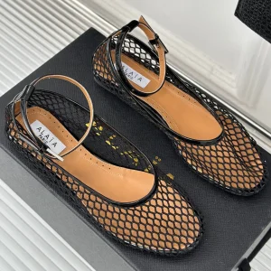 Alaia Mary Jane Ballet Flat Black Lambskin 293229