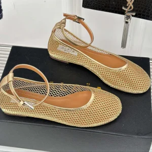 Alaia Mary Jane Ballet Flat Gold Lambskin 293237