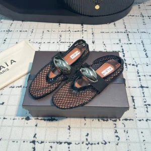 Alaila Ballet Flats In Black Mesh Fabric 895242