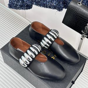 ballet flat silver jewel black lambskin